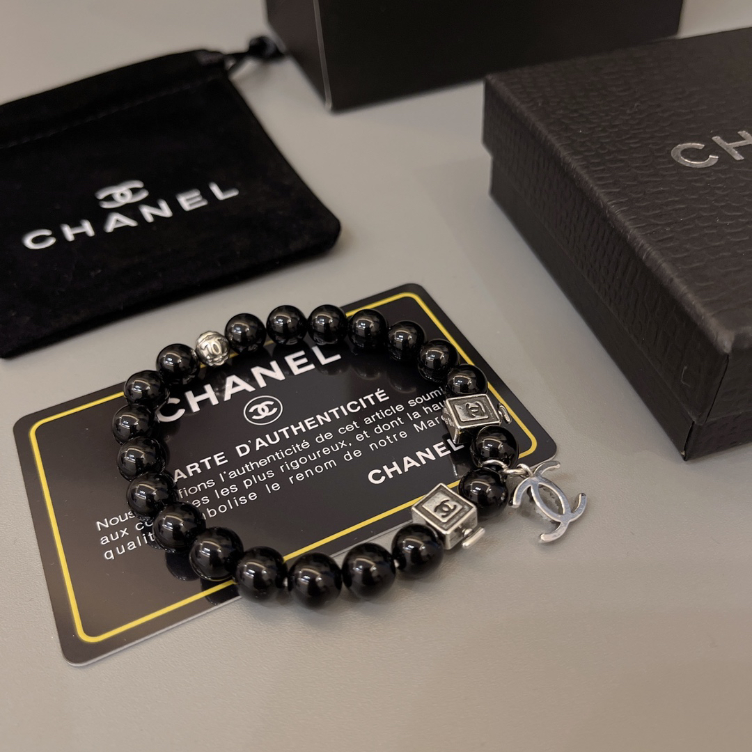 Chanel obsidian distressed bracelet