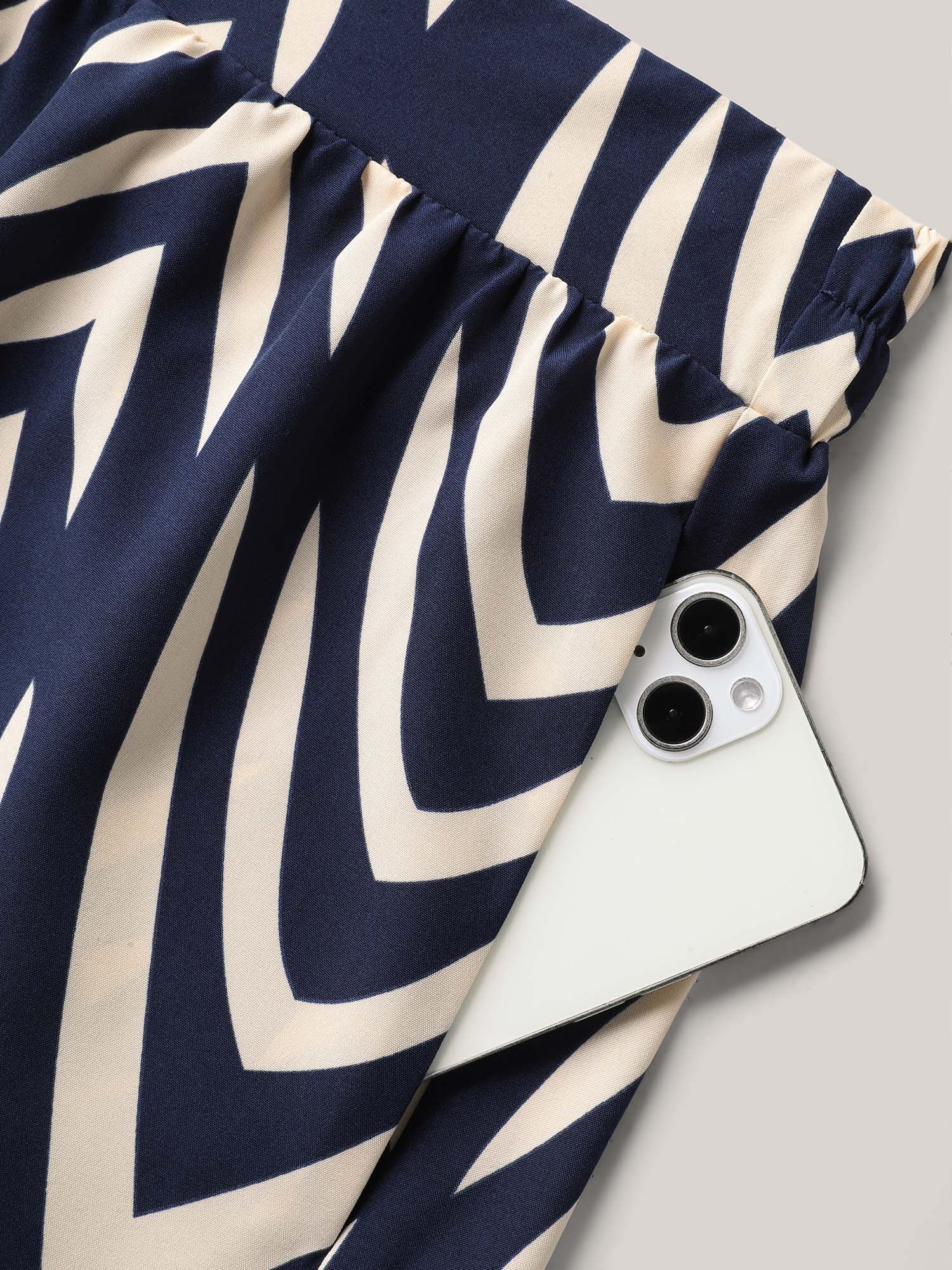 Geometric Print High Low Hem Skirt