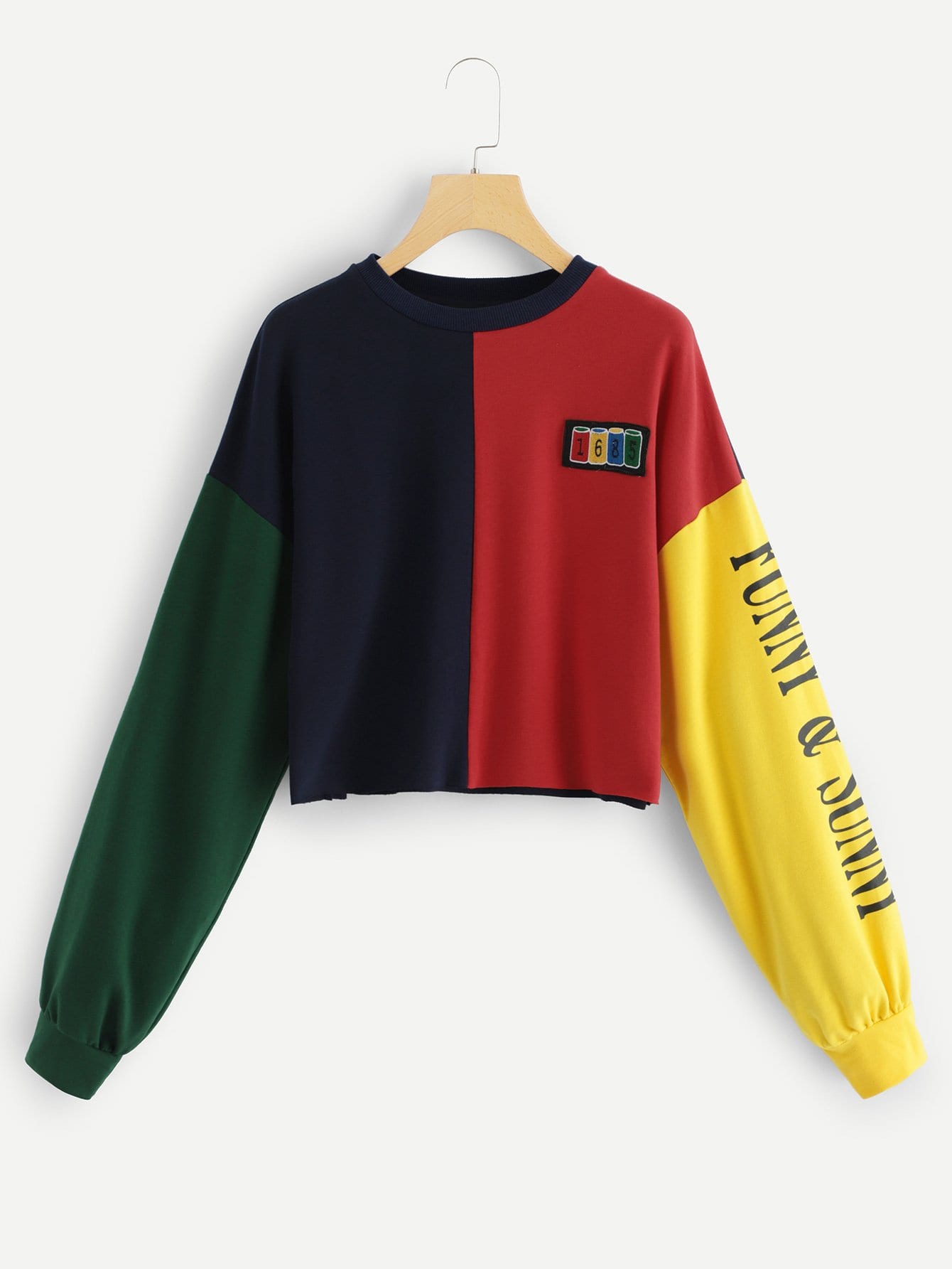 SHEIN Color Block Letter Print Sweatshirt