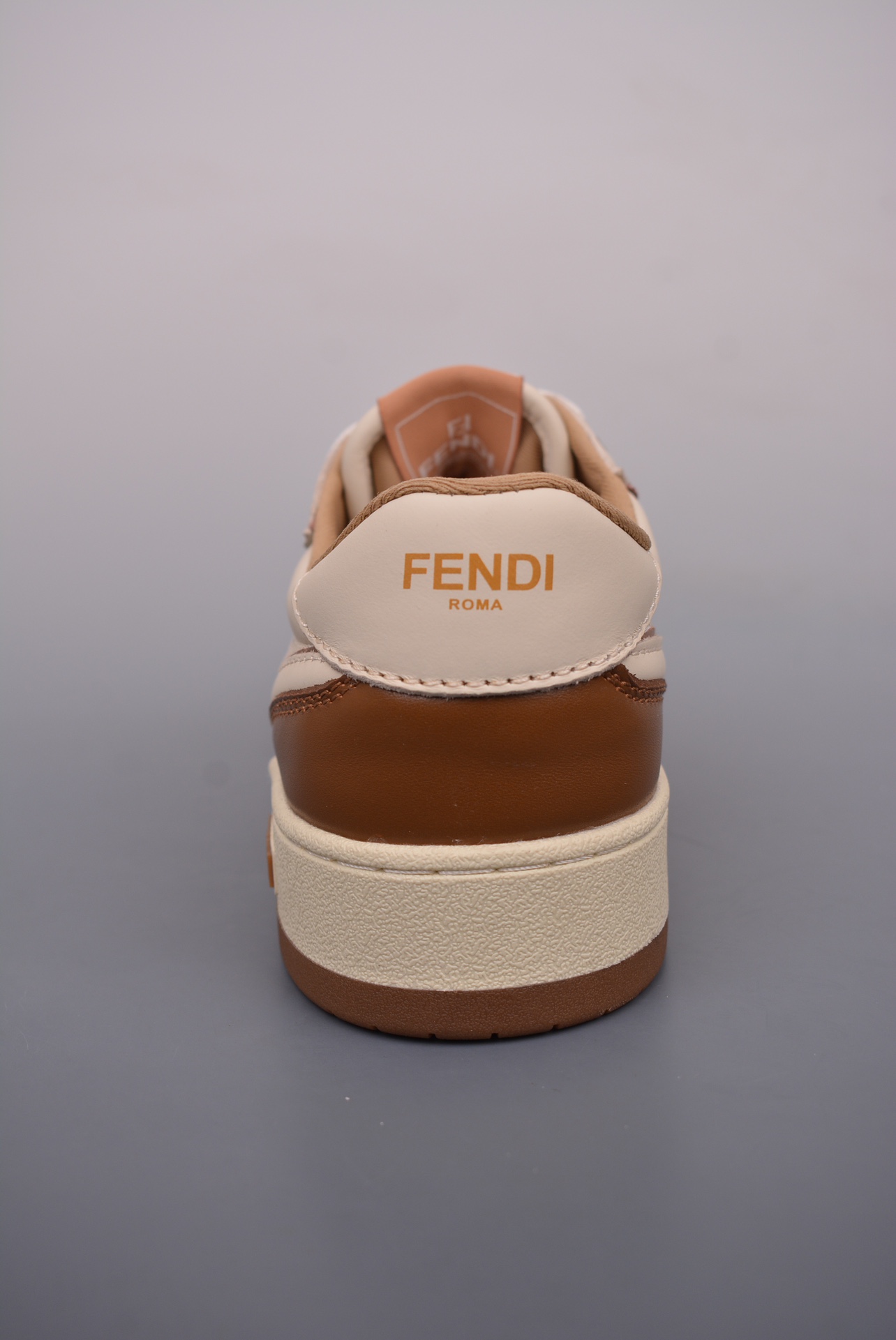 Fendi Match Sneaker Low Velcro Leather Brown Beige 7E1643AOMNF1NJ1