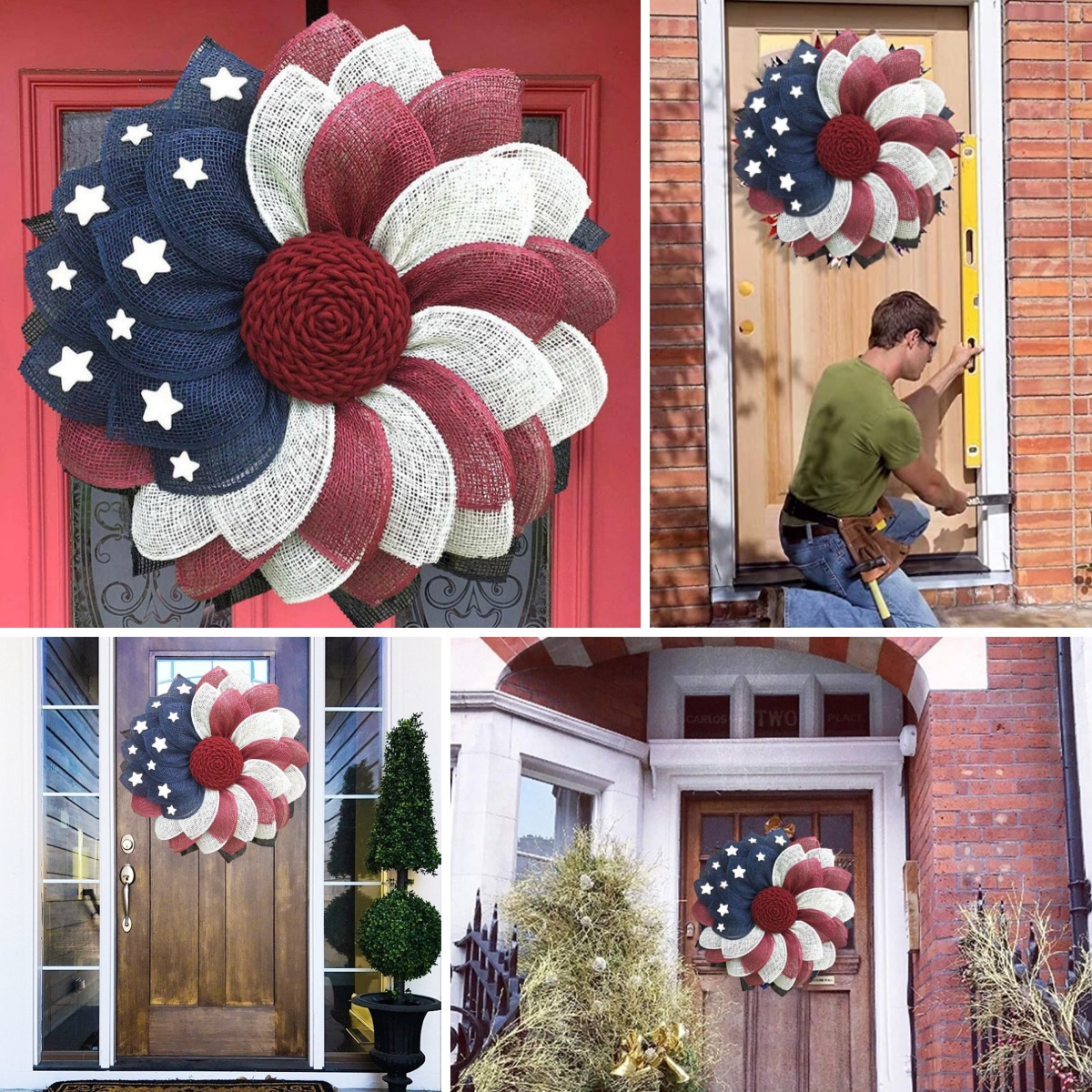 🔥[SAVE 50% OFF]-- 45CM/18 Inch American flag independent sun flower Wreath-BUY 2 FREE SHIPPING