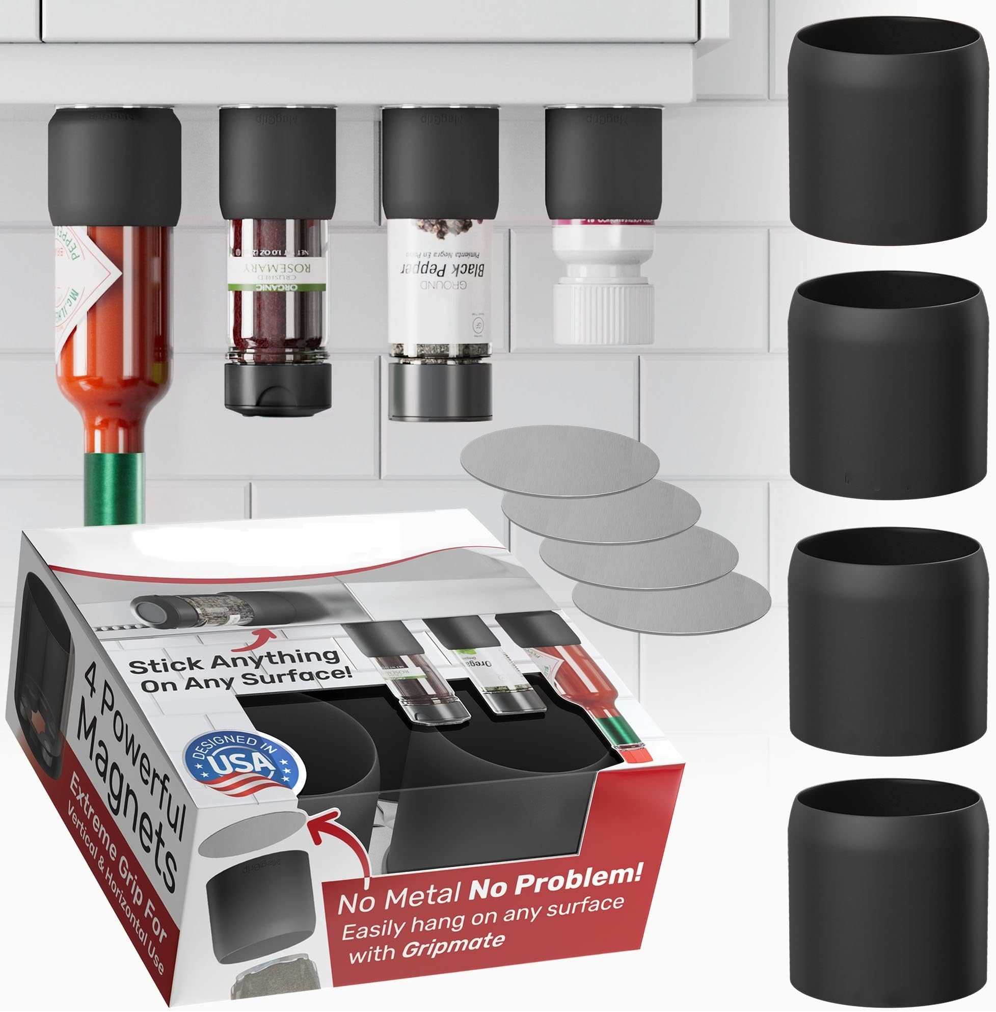 🔥On Sale🔥Magnetic Spice Jars Grip 4-Pack