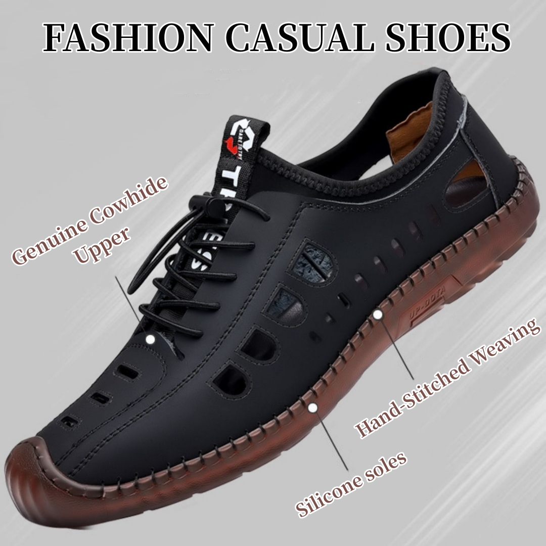 Soft Sole Genuine Cowhide Woven Summer Sandals