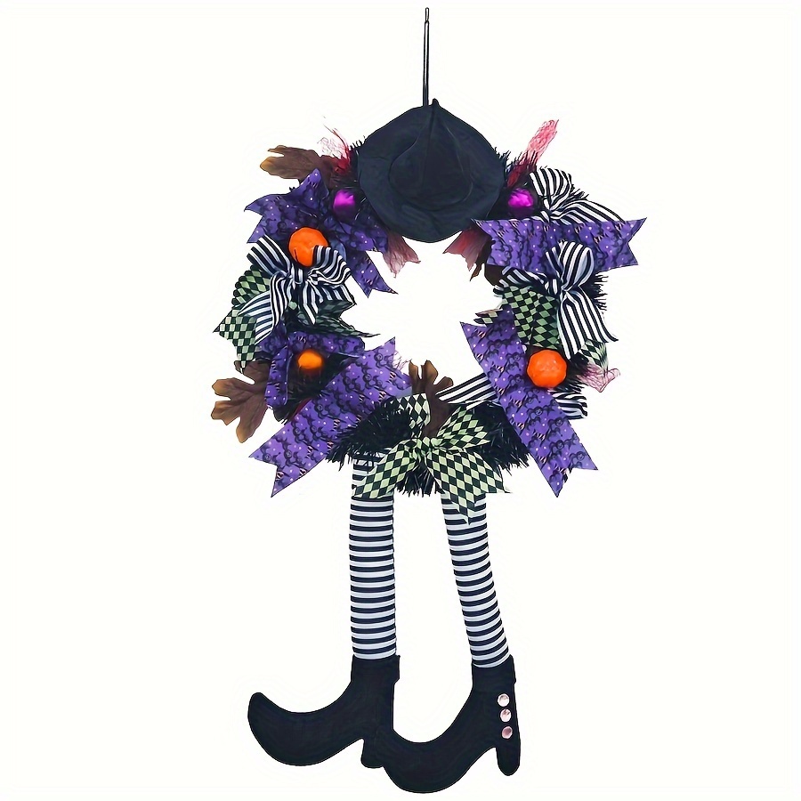 🧙‍♀️Black Witch Wreath - Witch Hat Long-Legged Pumpkin Wreath🎀