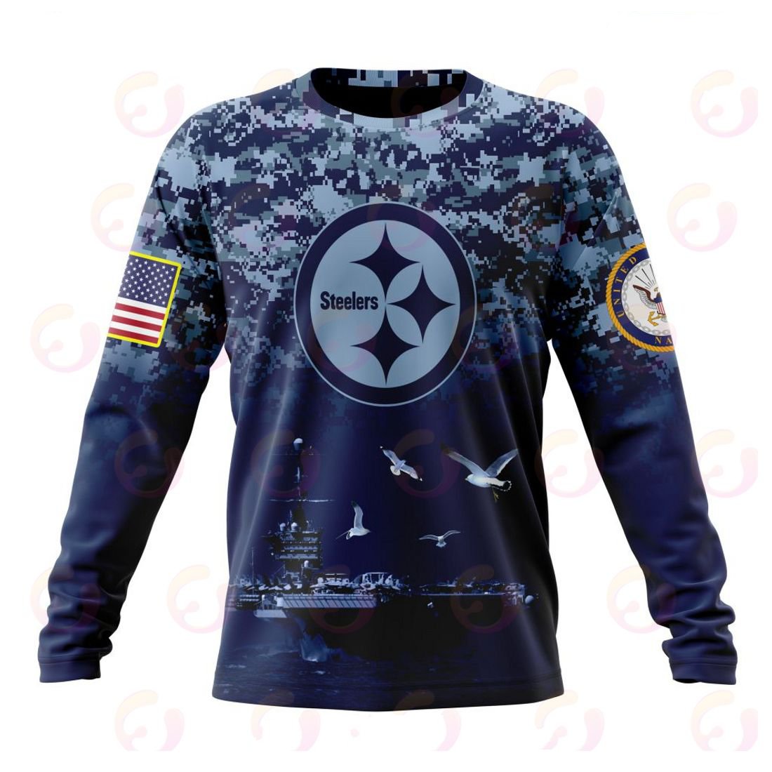 PITTSBURGH STEELERS 3D HOODIE HONOR US NAVY VETERANS