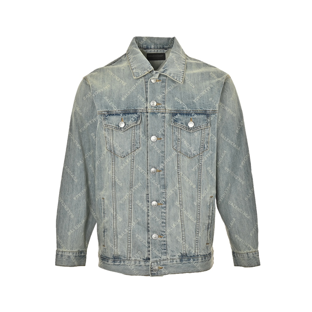 Balenciaga 24Fw laser-printed denim jacket