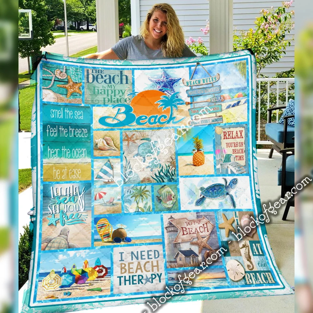 The Beach Is My Happy Place Quilt Blanket