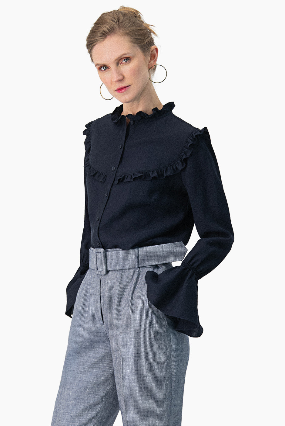 Blusa recta lisa y manga larga