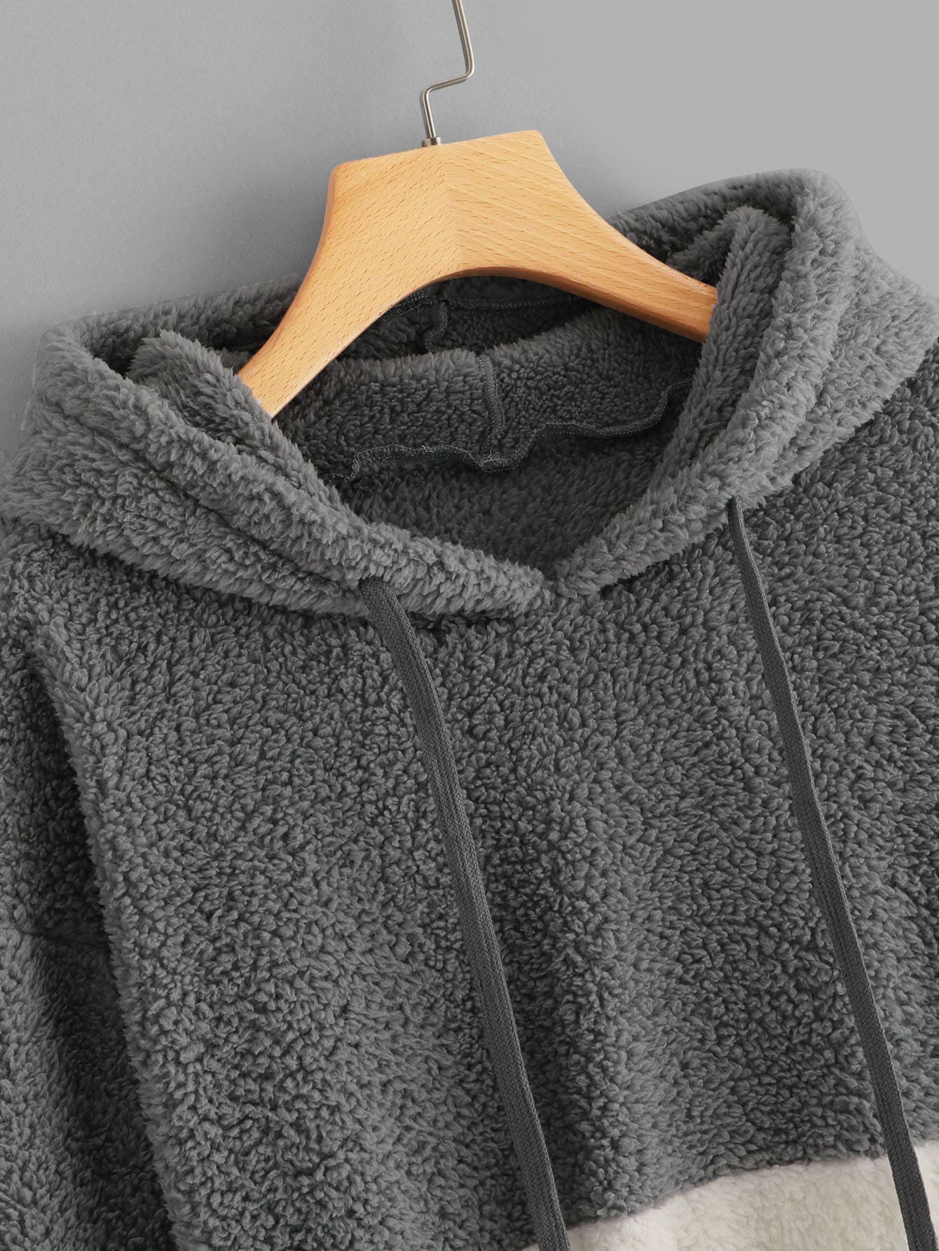 Color-Block Hooded Teddy Sweatshirt