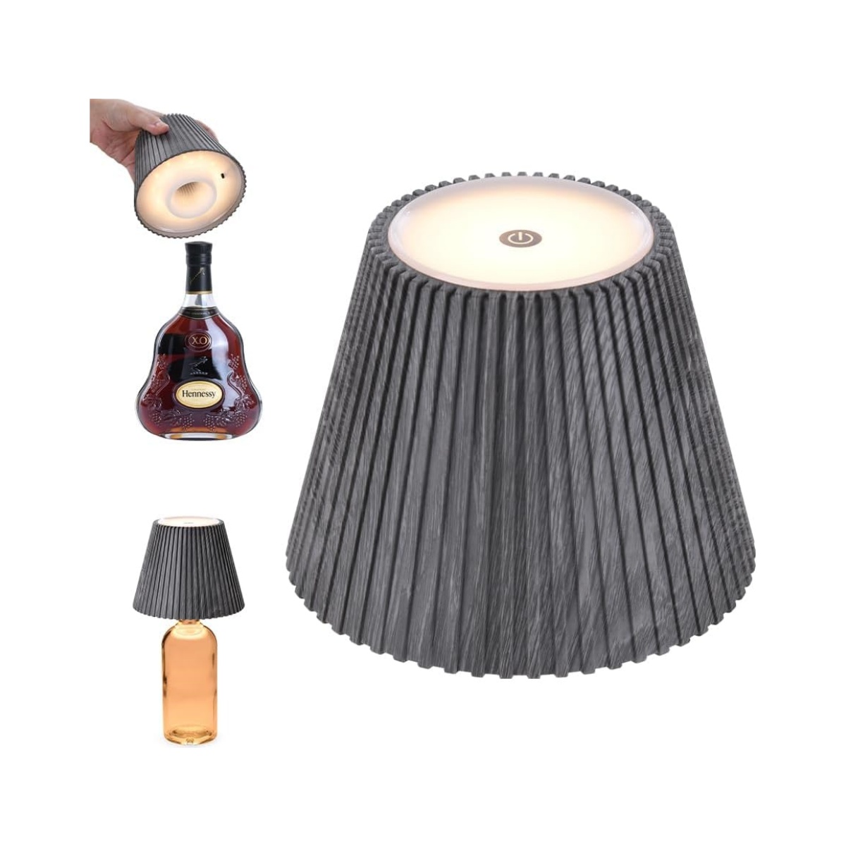 🔥Last Day 50% OFF🔥Wireless Bottle Lamp Shades for Table Lamps, 3-Level Brightness Rechargeable Touch Lamps