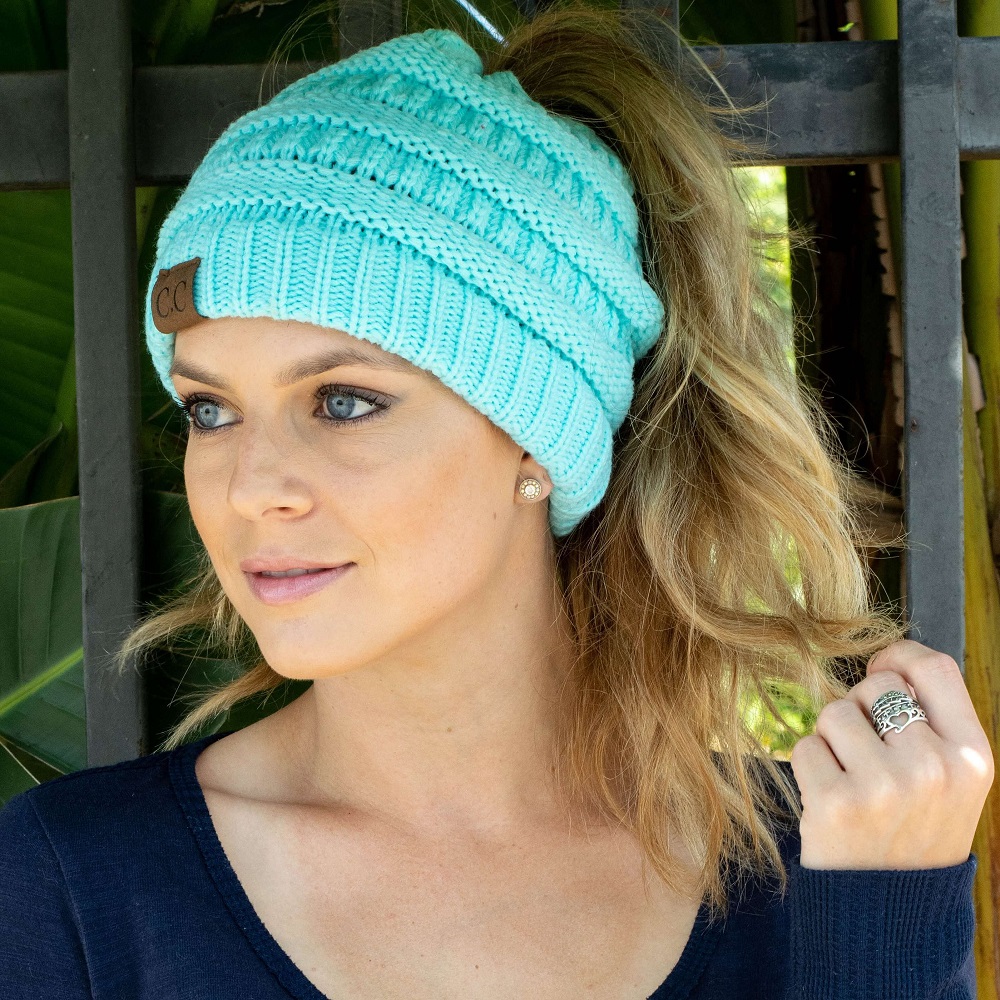 🎄CHRISTMAS ON SALE🔥 Winter Soft Knit Ponytail Bun Beanie Hat