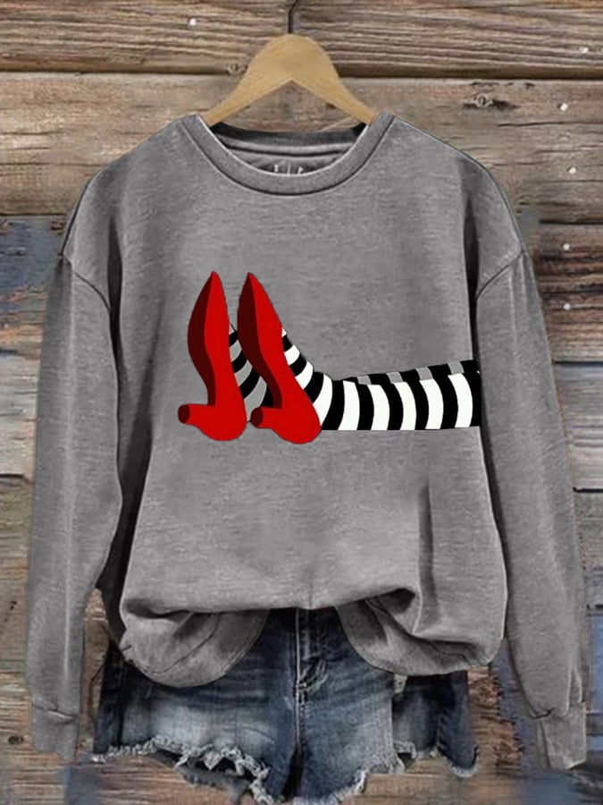 🔥Buy 3 Get 10% Off🔥Women's Halloween Red Shoes  Print Sweatshirt