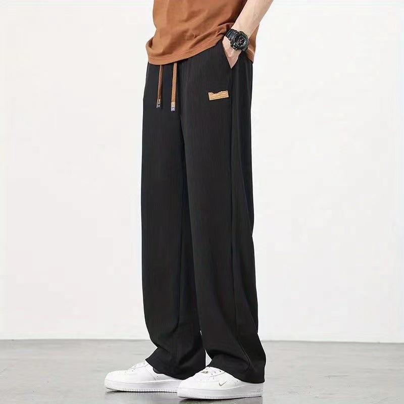 Loose-fitting ice silk pants Vertical sense large size Wide legs straight barrel