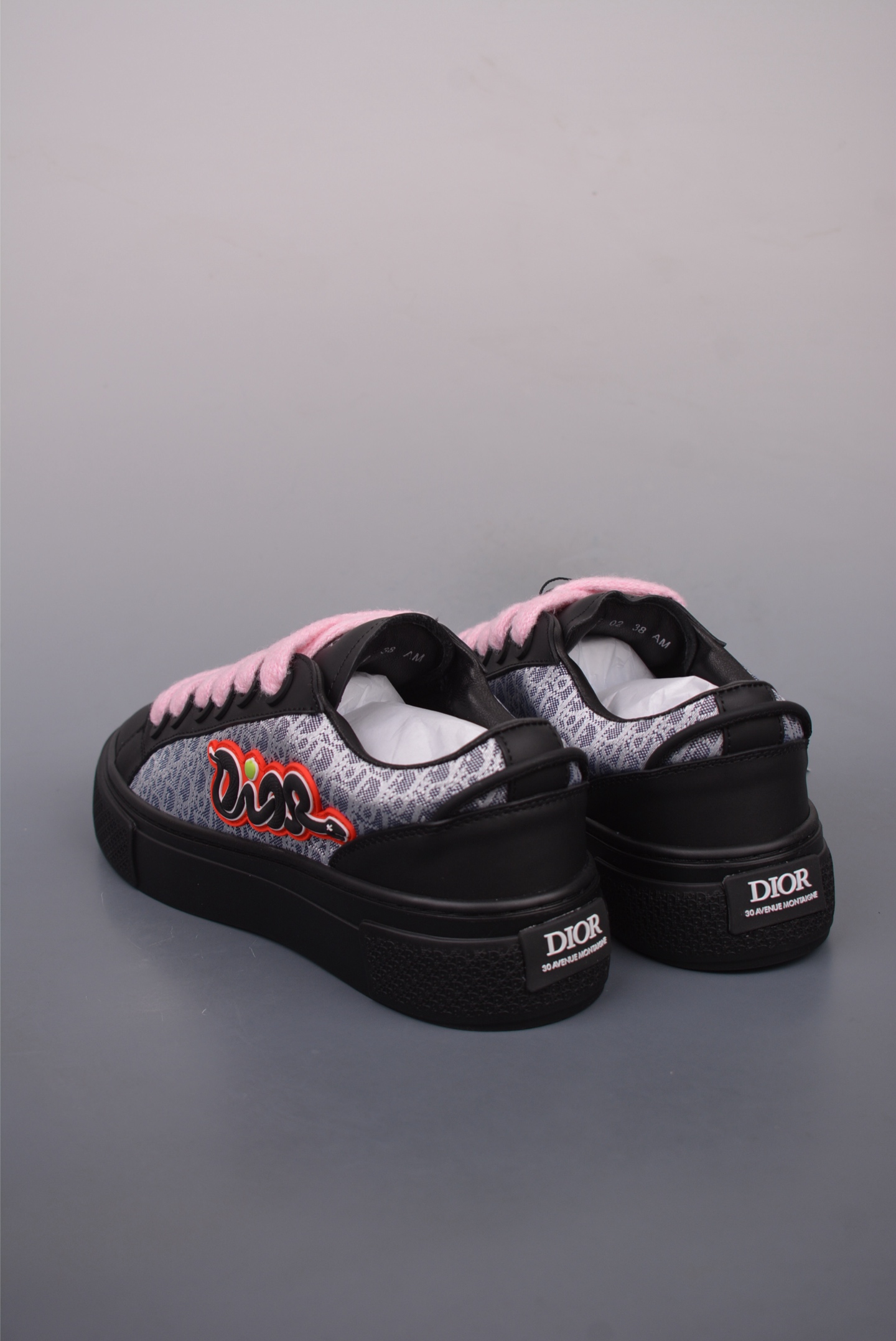 Dior B33 Low Top Sneakers Black and Pink Snake Year Limited Edition 3SN303ZEY