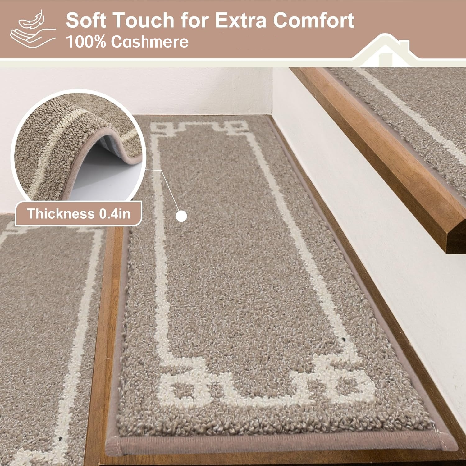 💥Exclusive Sale💥Soft Cashmere Non-Slip Washable Reusable Carpet Stair Treads 28inX9in