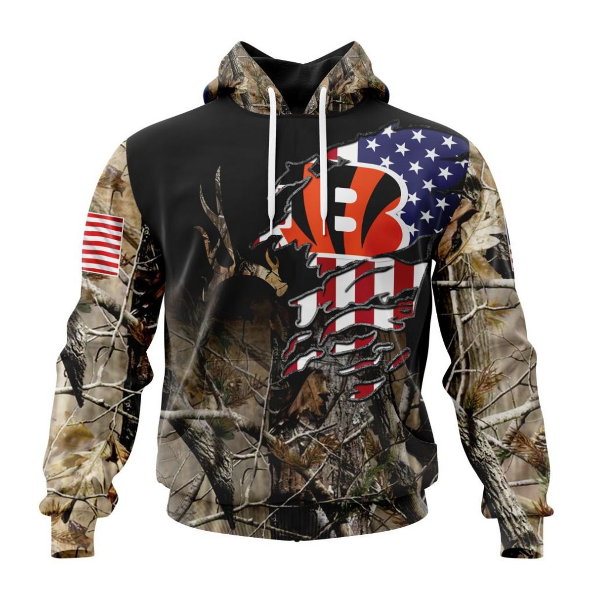 CINCINNATI BENGALS 3D HOODIE CAMO REALTREE HUNTING