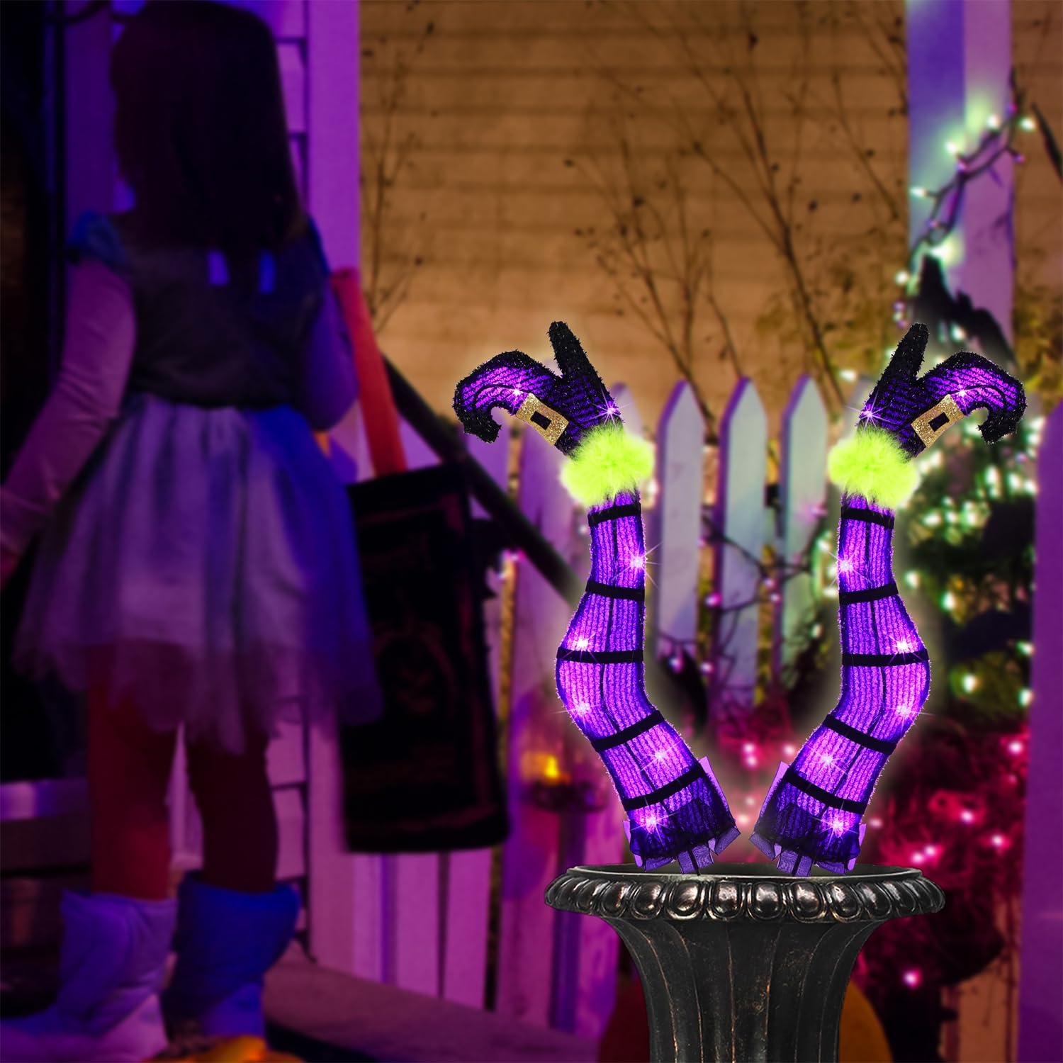 Halloween Lighted Wicked Witch Legs with Stakes - Height- 22