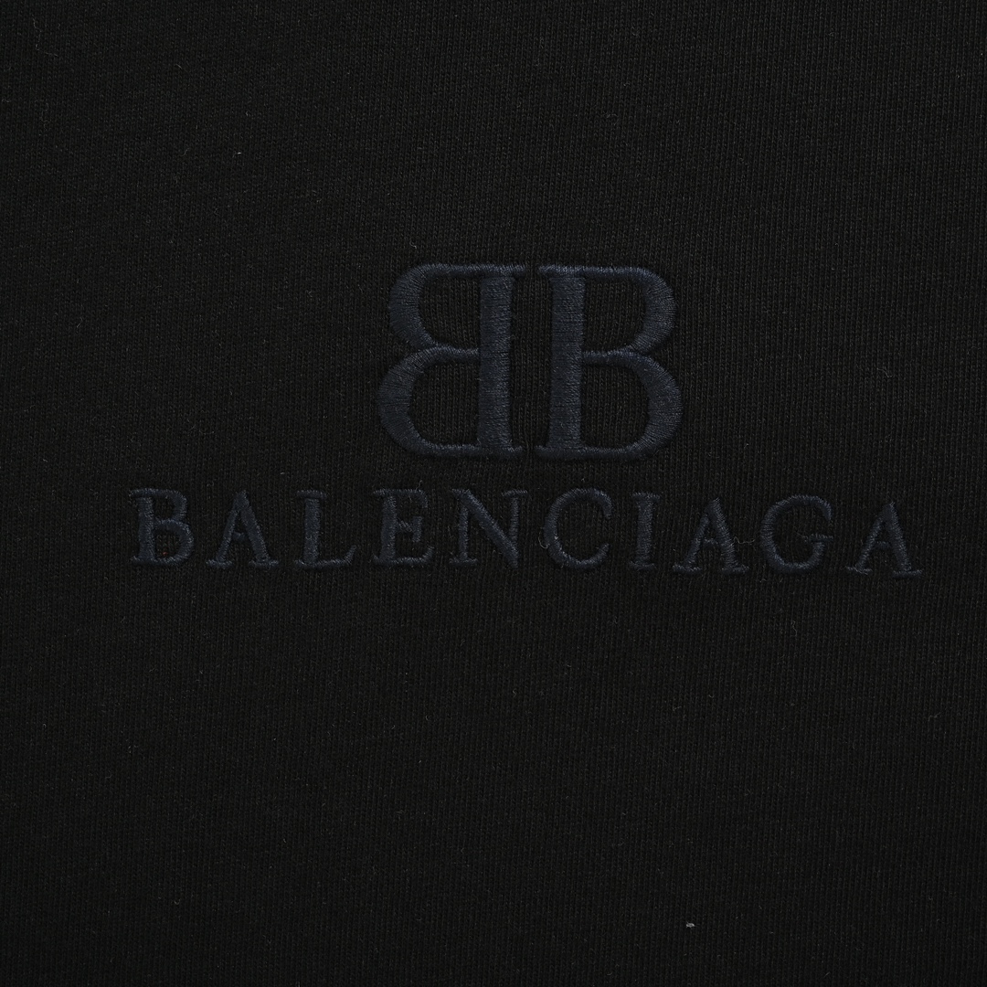 Balenciaga 24ss embroidered double B destroyed tassel short sleeves