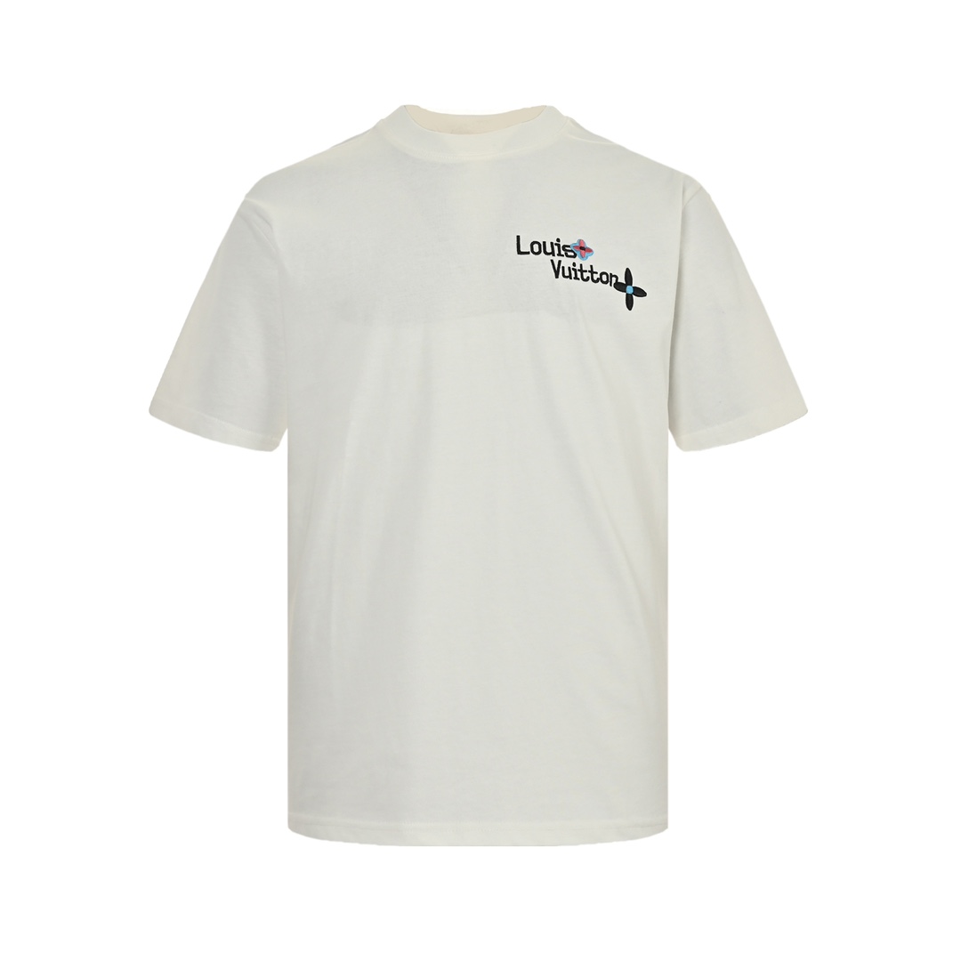 Louis Vuitton 24ss floral lettering embroidered short sleeve