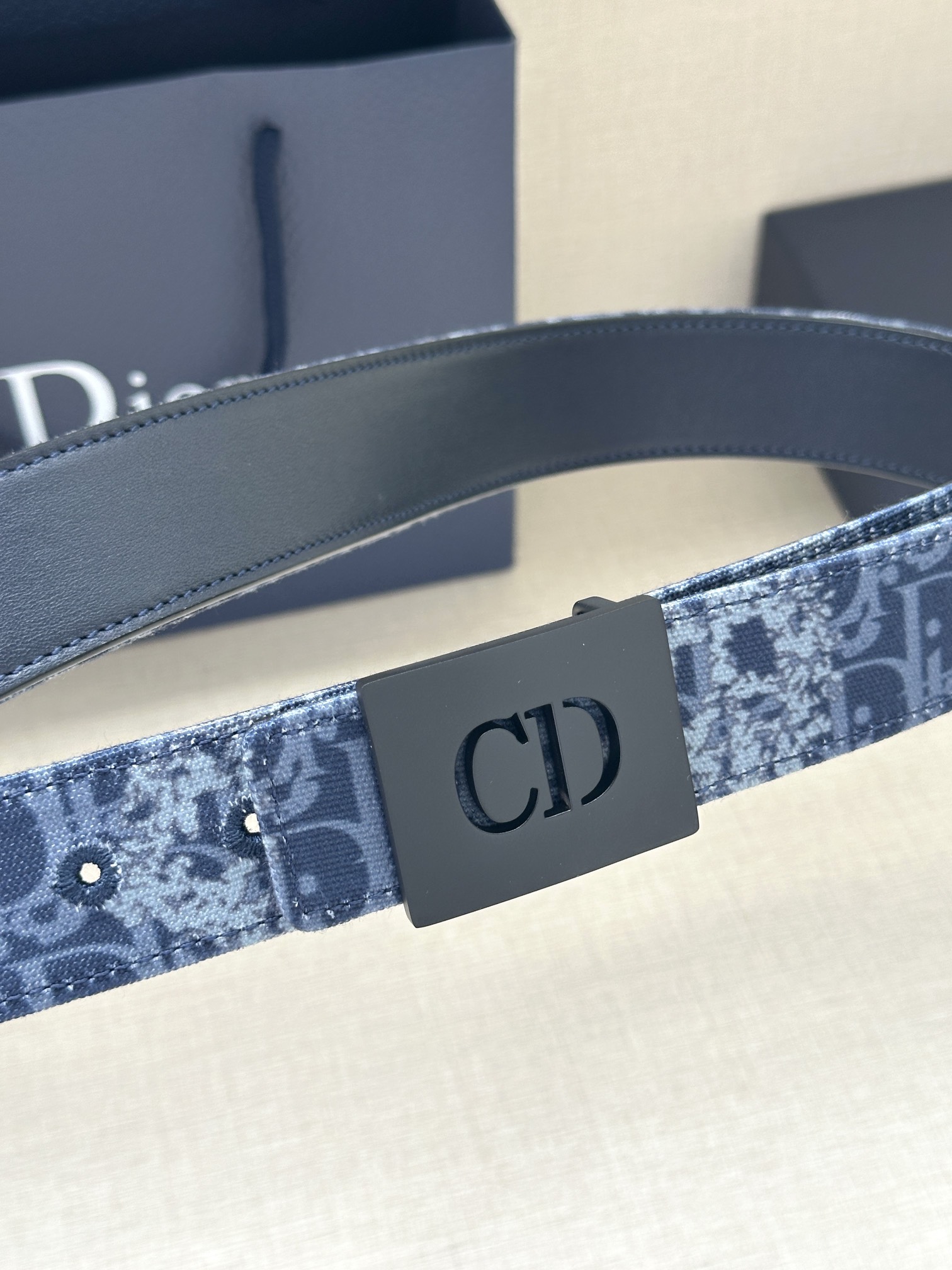 Dior CD Icon print leather belt 3.5CM wide