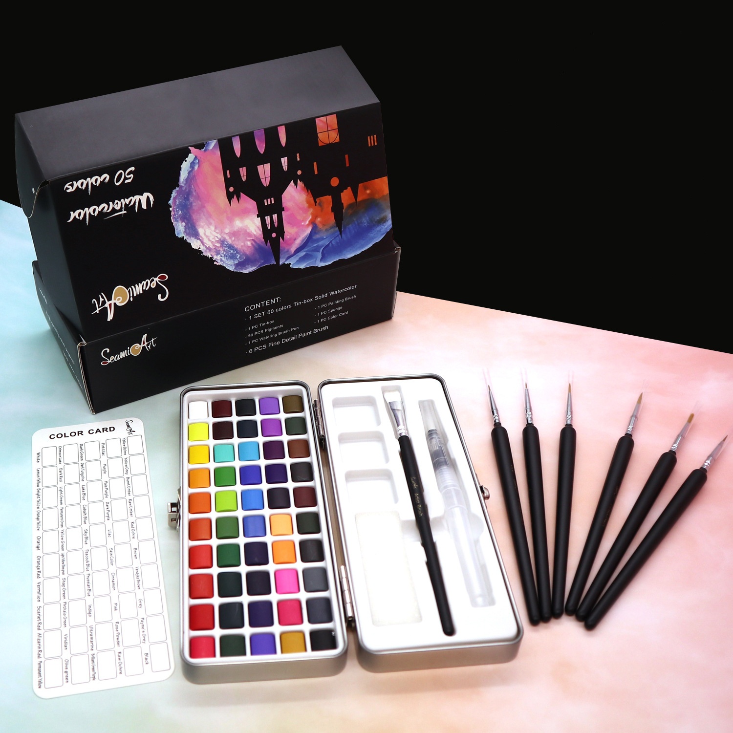 Perfect Starter Kit for Painting - Premium Watercolor Paint Set - with Water Brush Pens and Brush