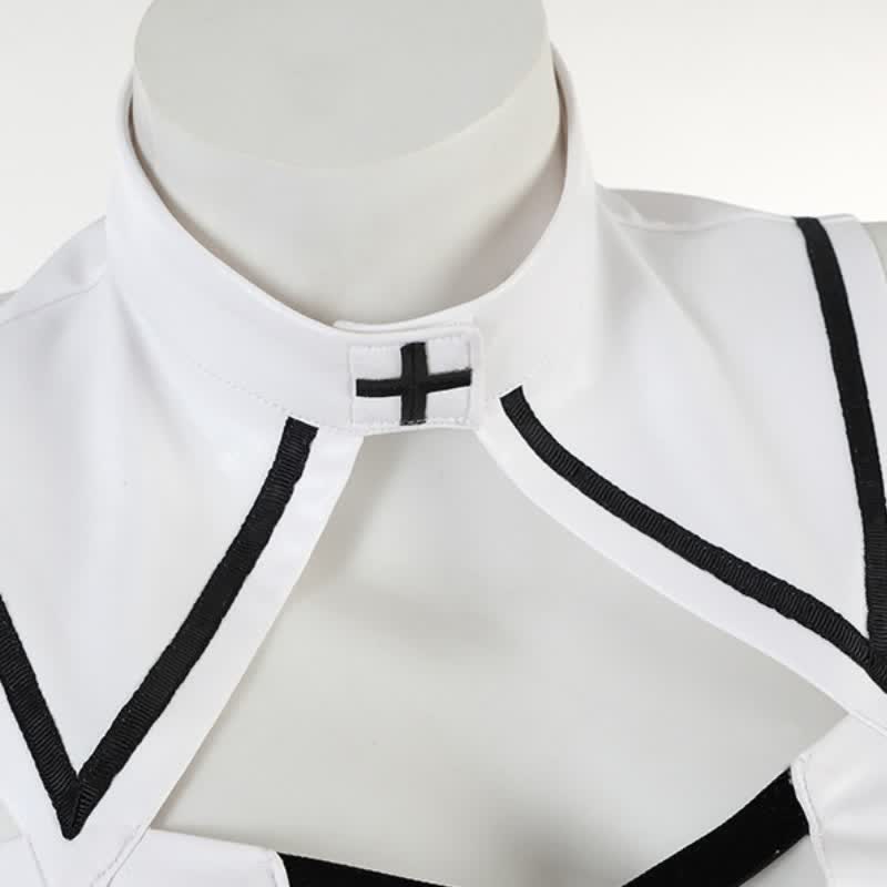 Nun Cross Hollow Out Slit Lingerie Dress Set