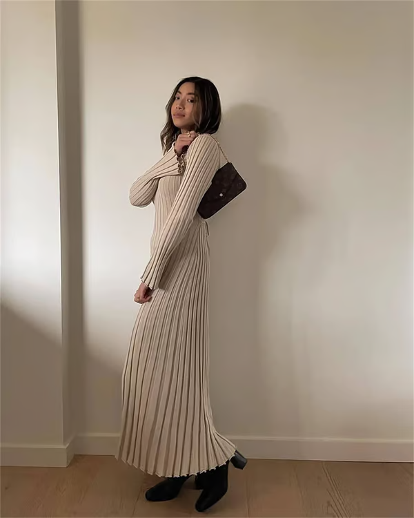 😍Hot Promotion 49% OFF🔥2024 Fall New Sleeved Knit Midi Dress