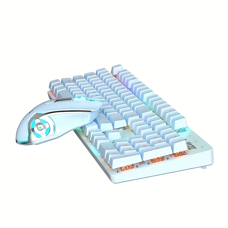 AJAZZ Watcher Third Generation Blue Light Mechanical Keyboard And Mouse Set For Gaming, Typing And Office Use, Specially Designed For Female Users