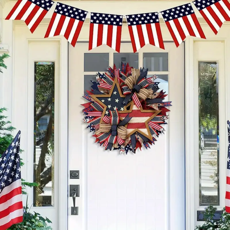 🔥[SAVE 50% OFF]--50CM/20 Inch Handmade American Patriotic Star Wreath -BUY 2 FREE SHIPPING