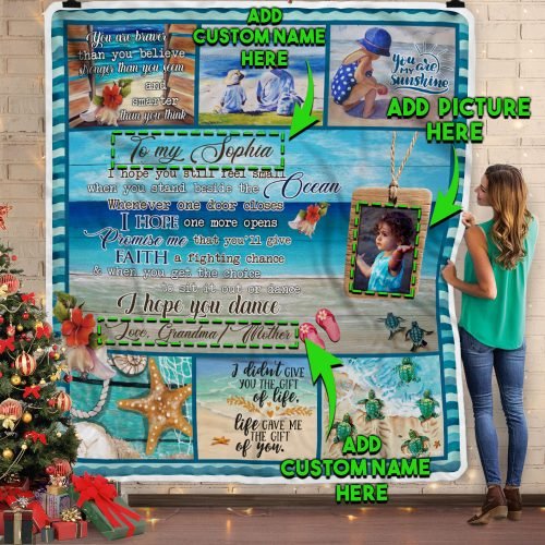 Personalized Baby Girl Beach Life Custom Image Sofa Throw Blanket
