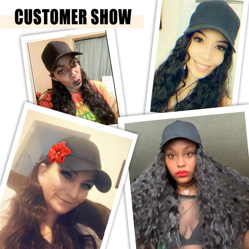 Luna wigs Synthetic Long Wave Baseball Cap with Hair