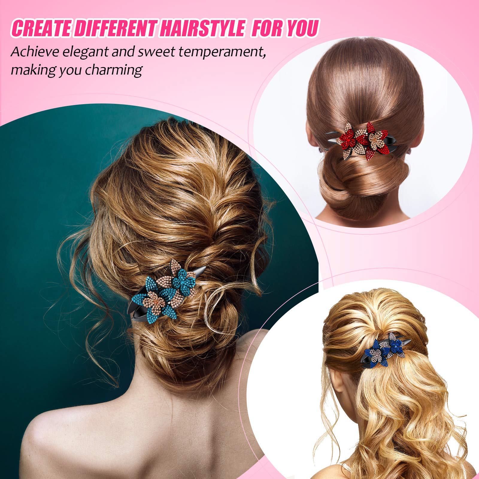 [Last day flash sale💥45% OFF] Rhinestone Double Flower Hair Clip-BUY 3 FREE SHIPPING