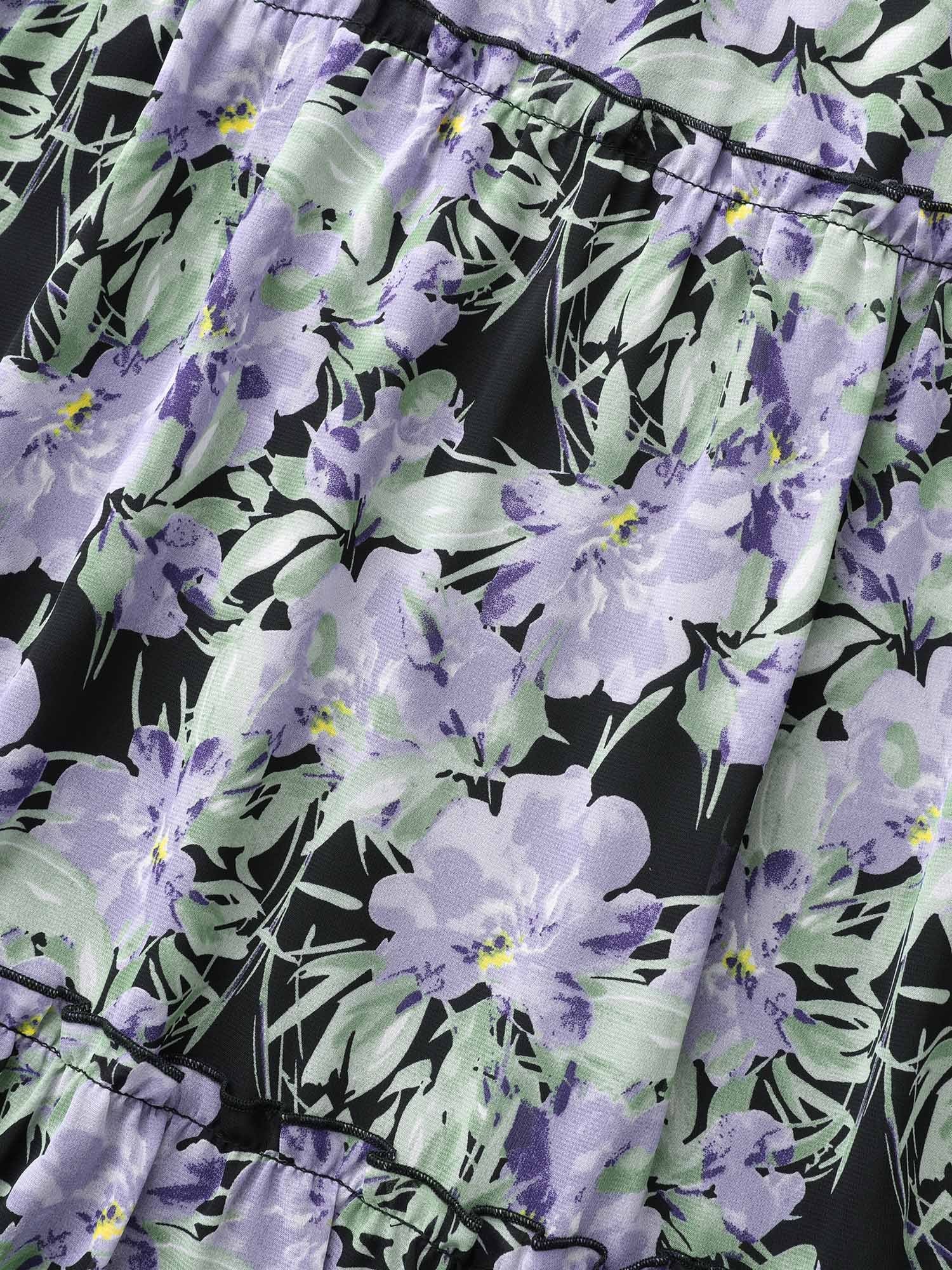 Floral Ruffle Layered Hem Skirt