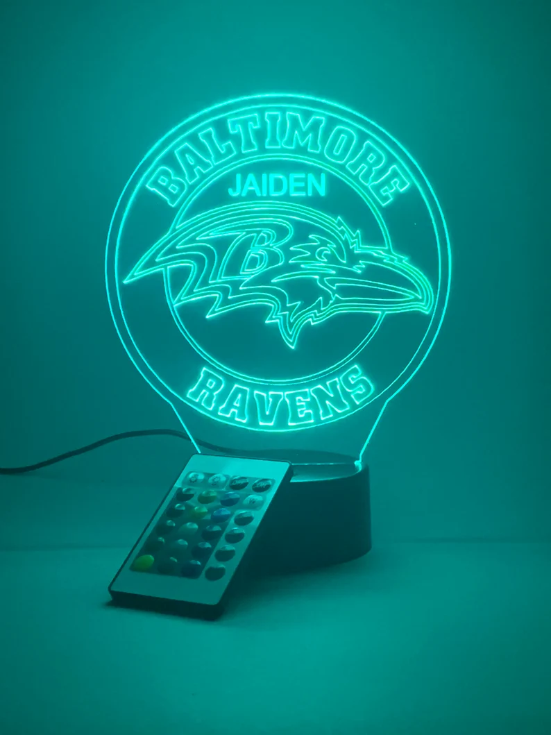 BALTIMORE RAVENS 3D LAMP PERSONALIZED