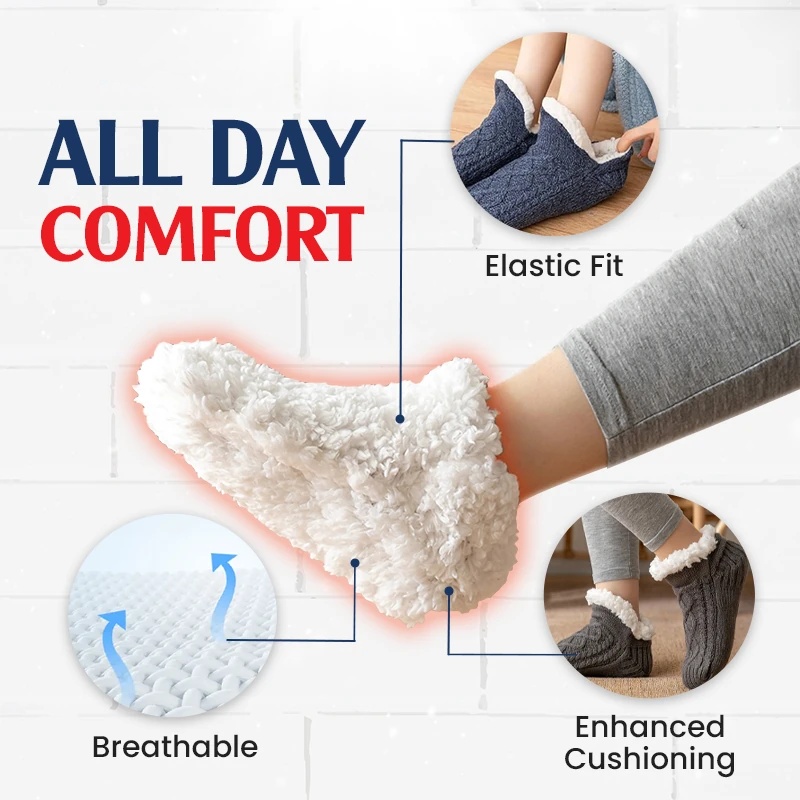 FleeceSox - Fleece-Lined Non-Slip Thermal Slippers Socks
