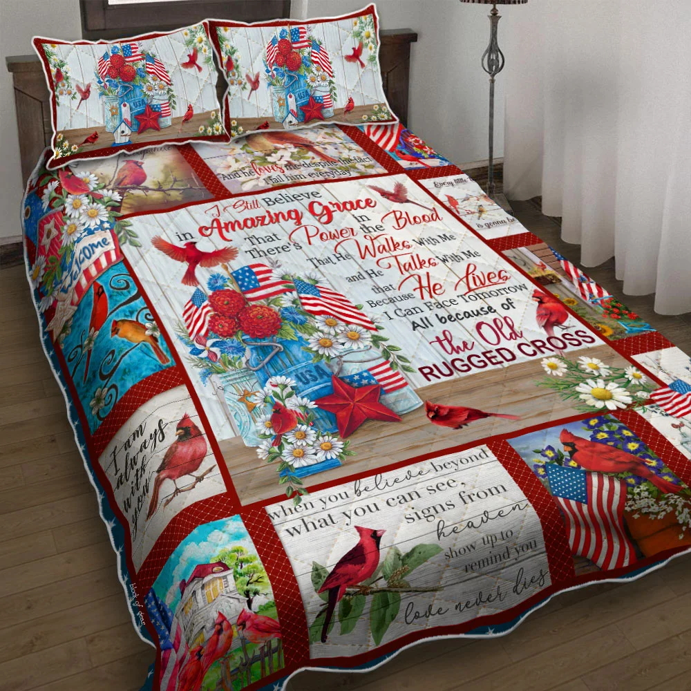 The Old Rugged Cross Cardinal Quilt Bed Set