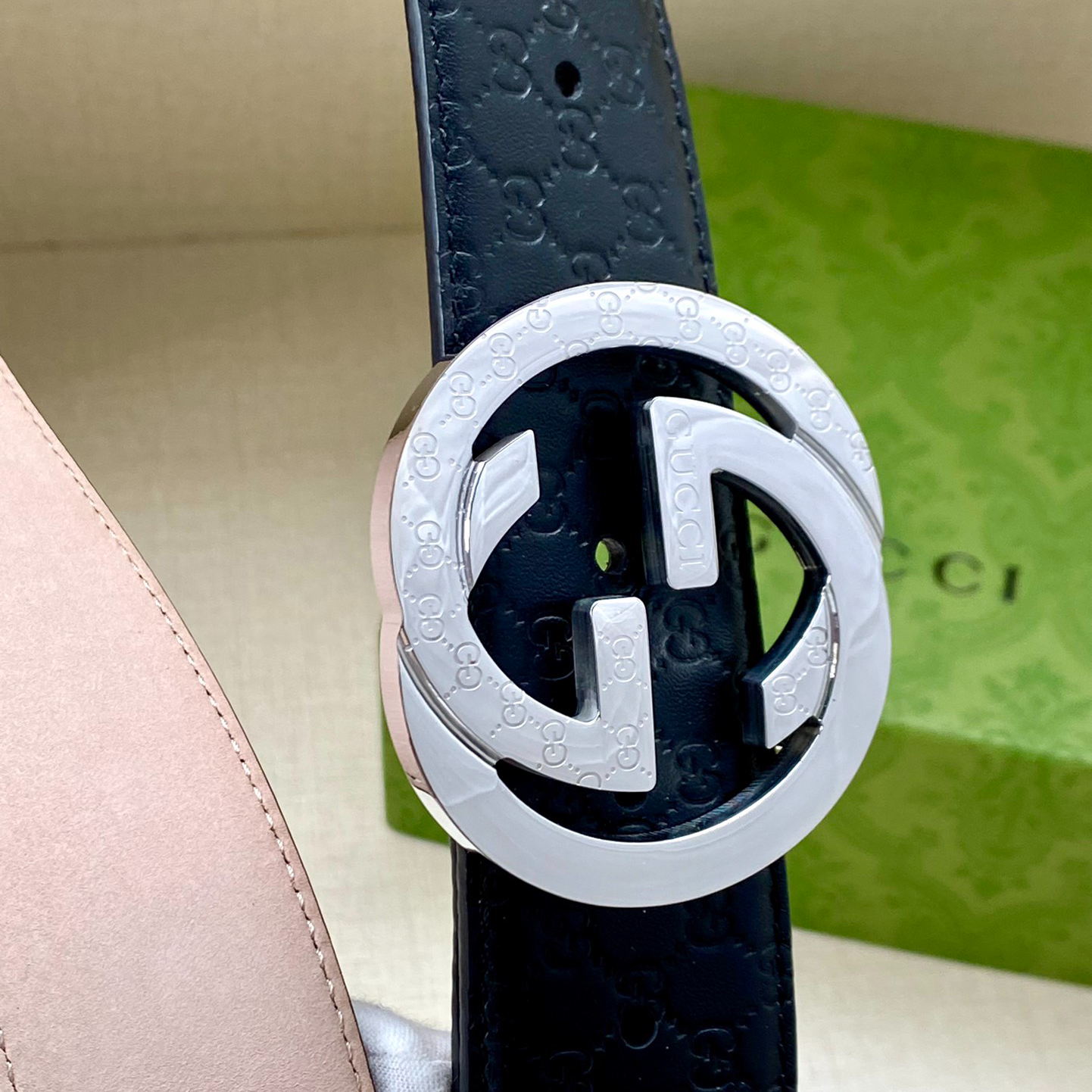 Gucci Interlocking Double G Double-sided Leather Belt 4.0CM Width