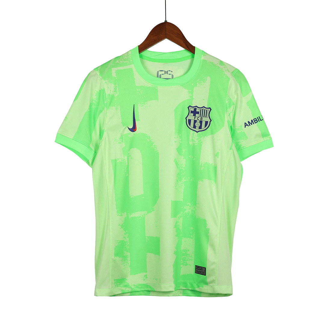 Barcelona Third Away Football Shirt 2024/25 Green - UCL (Spotify Logo without text)