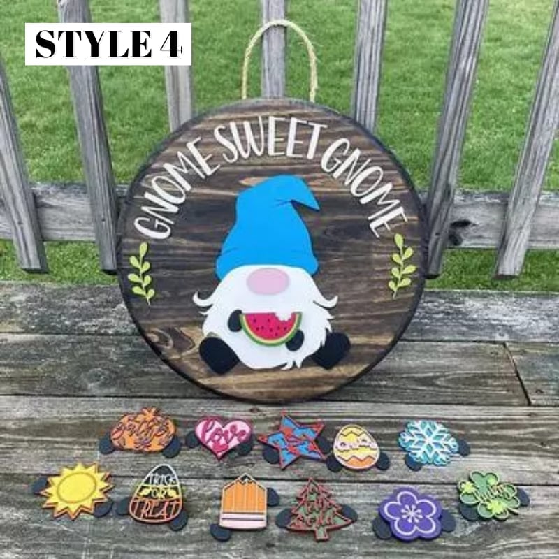 Cute 3D Seasonal Interchangeable Gnome Door Hanger