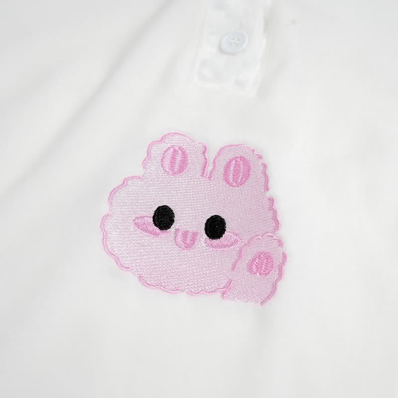 Cosplay Bunny Embroidery Colorblock Jumpsuit Lingerie