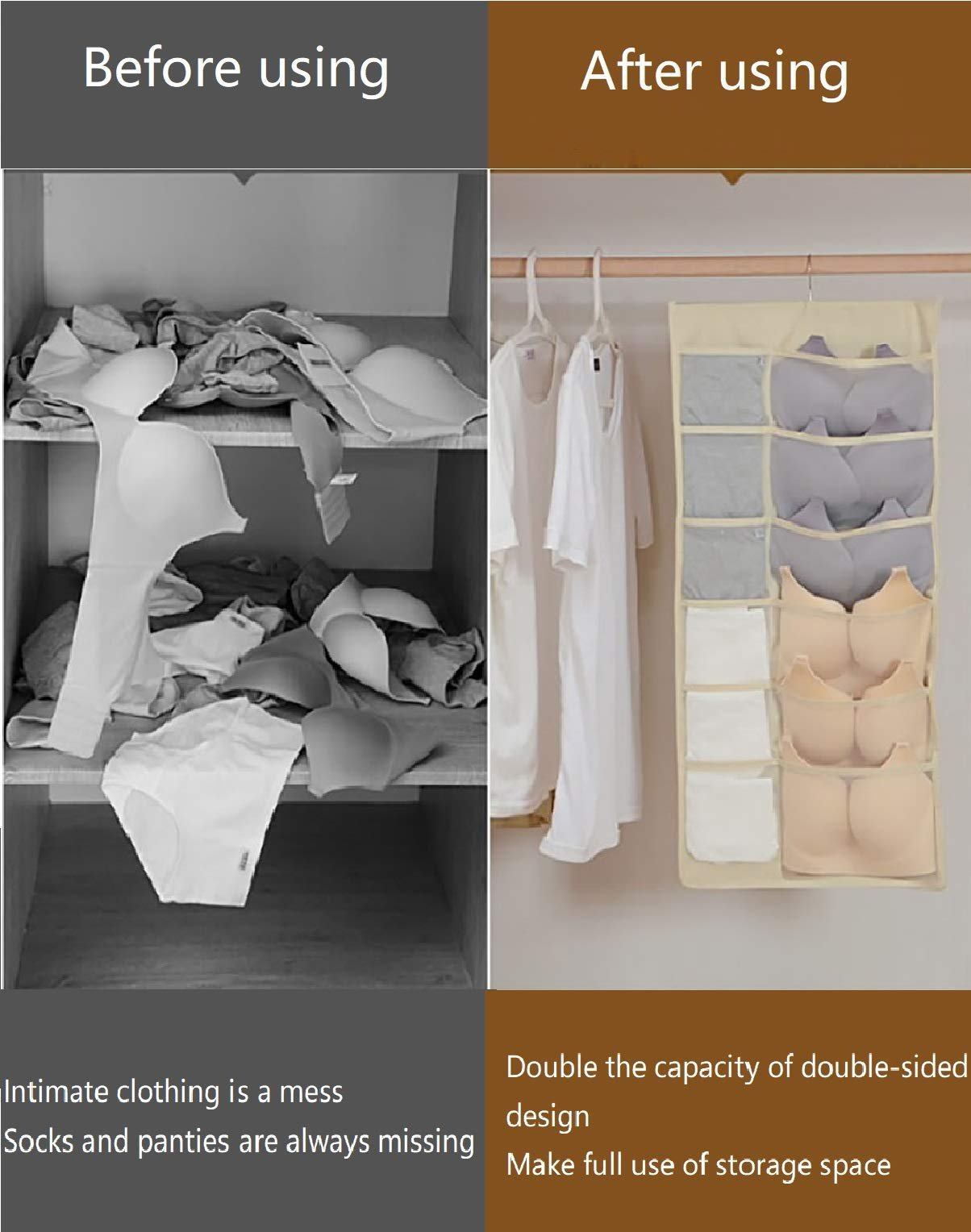 Dual Sided Wall Shelf Wardrobe Storage Bags