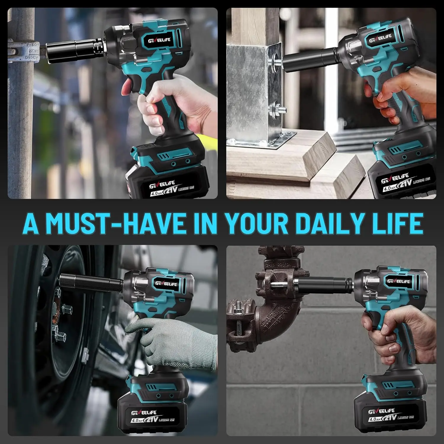 GEVEELIFE 750Nm 3 in 1 Brushless Impact Wrench 1/2