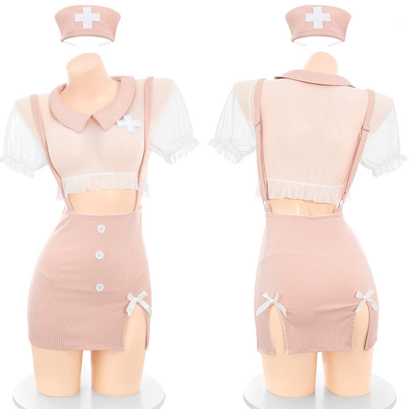 Cosplay Nurse See-through Cross Lingerie Set