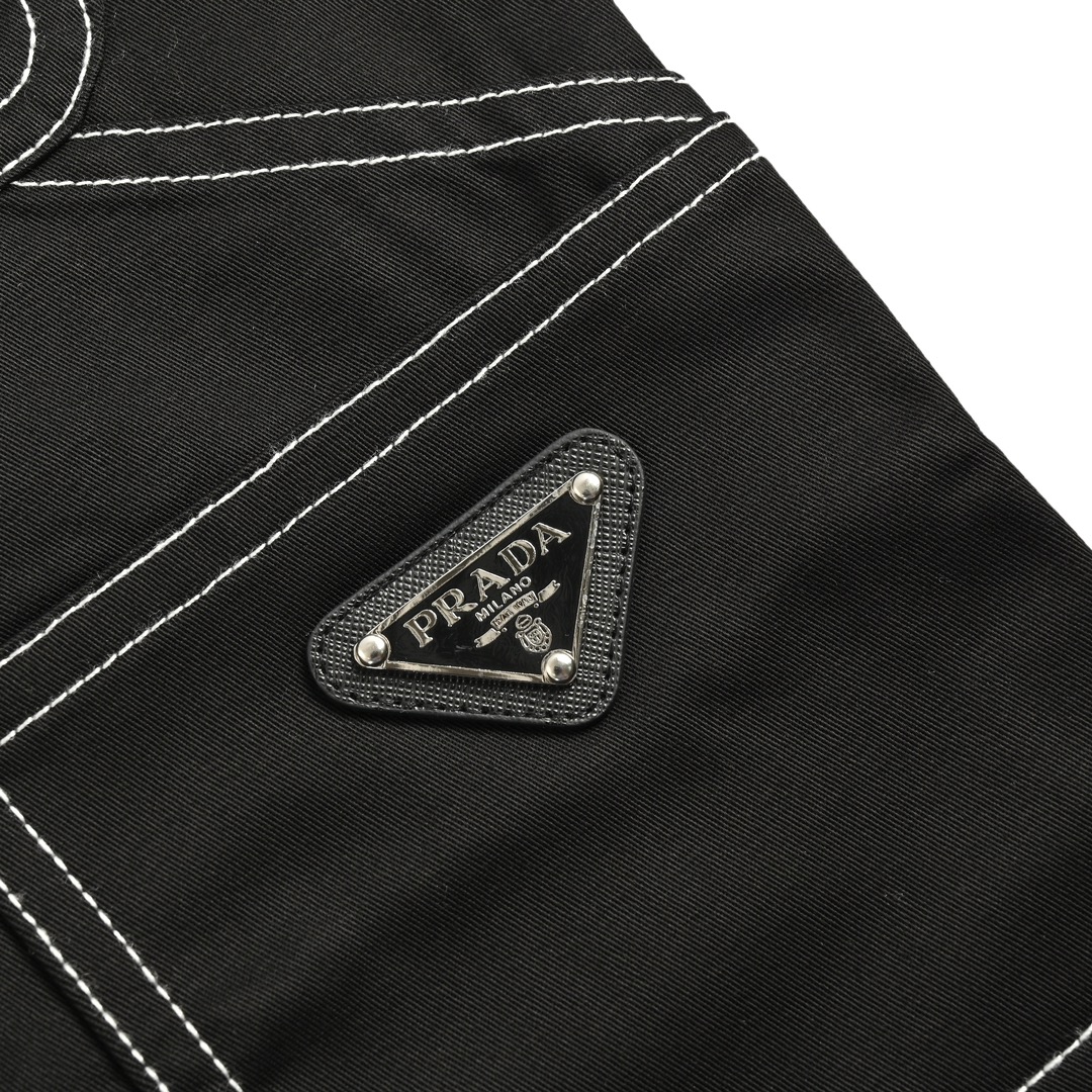 Prada contrast stitching stretch wide-leg trousers