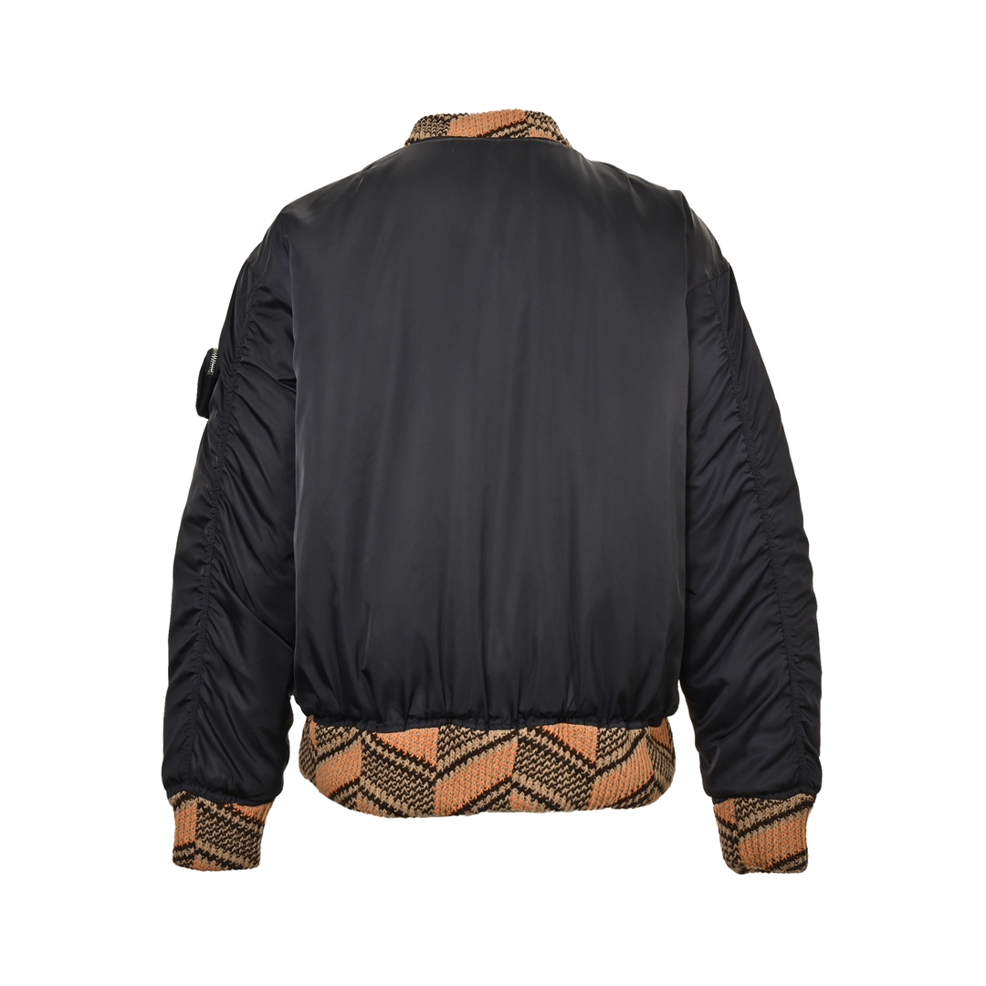 Prada 24Fw lining sweater patchwork padded flight jacket