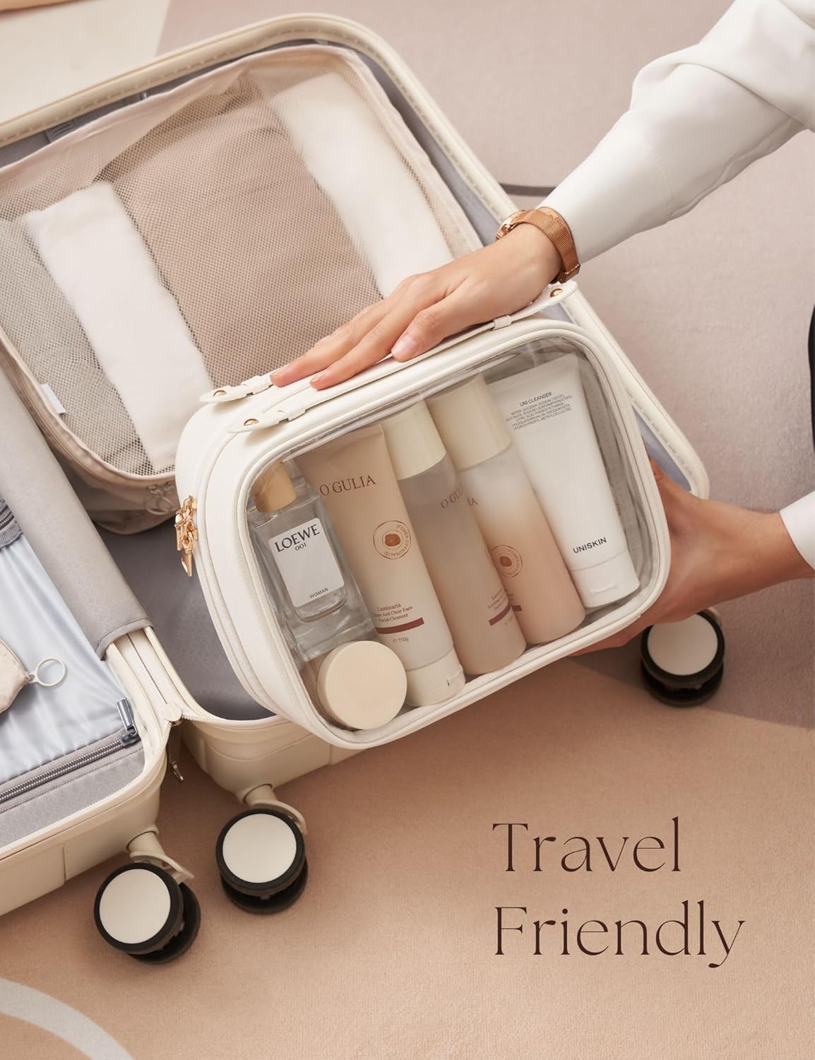 🔥Last Day 50% OFF🔥Clear Cosmetic Bag Double Layer Travel Toiletry Bag with 4 Compartments
