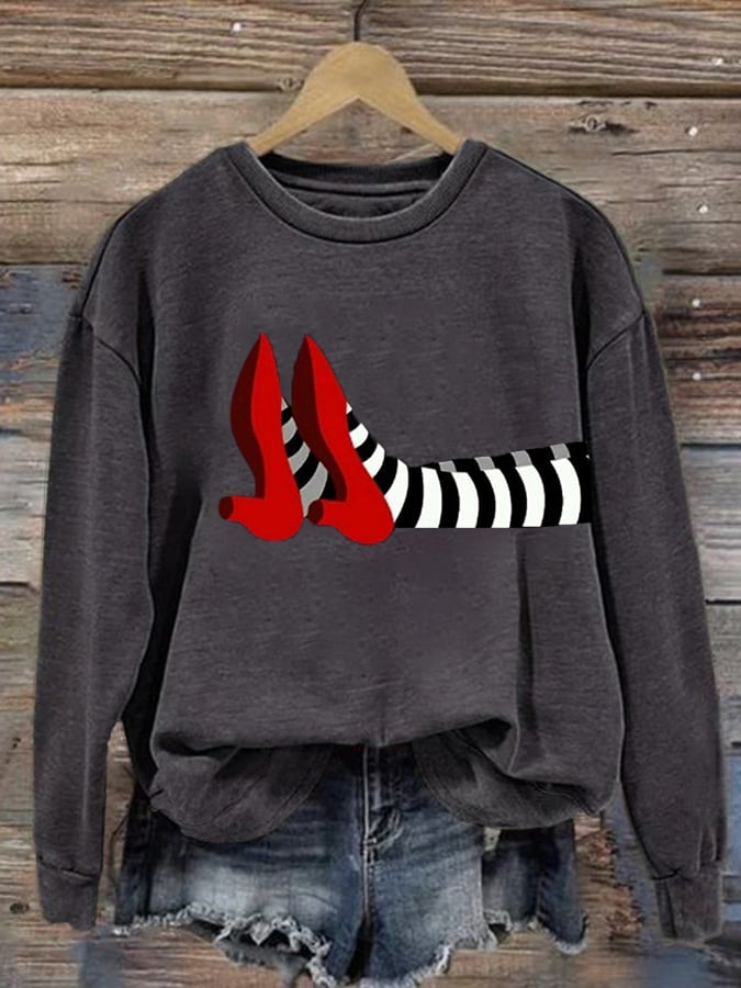 🔥Buy 3 Get 10% Off🔥Women's Halloween Red Shoes  Print Sweatshirt