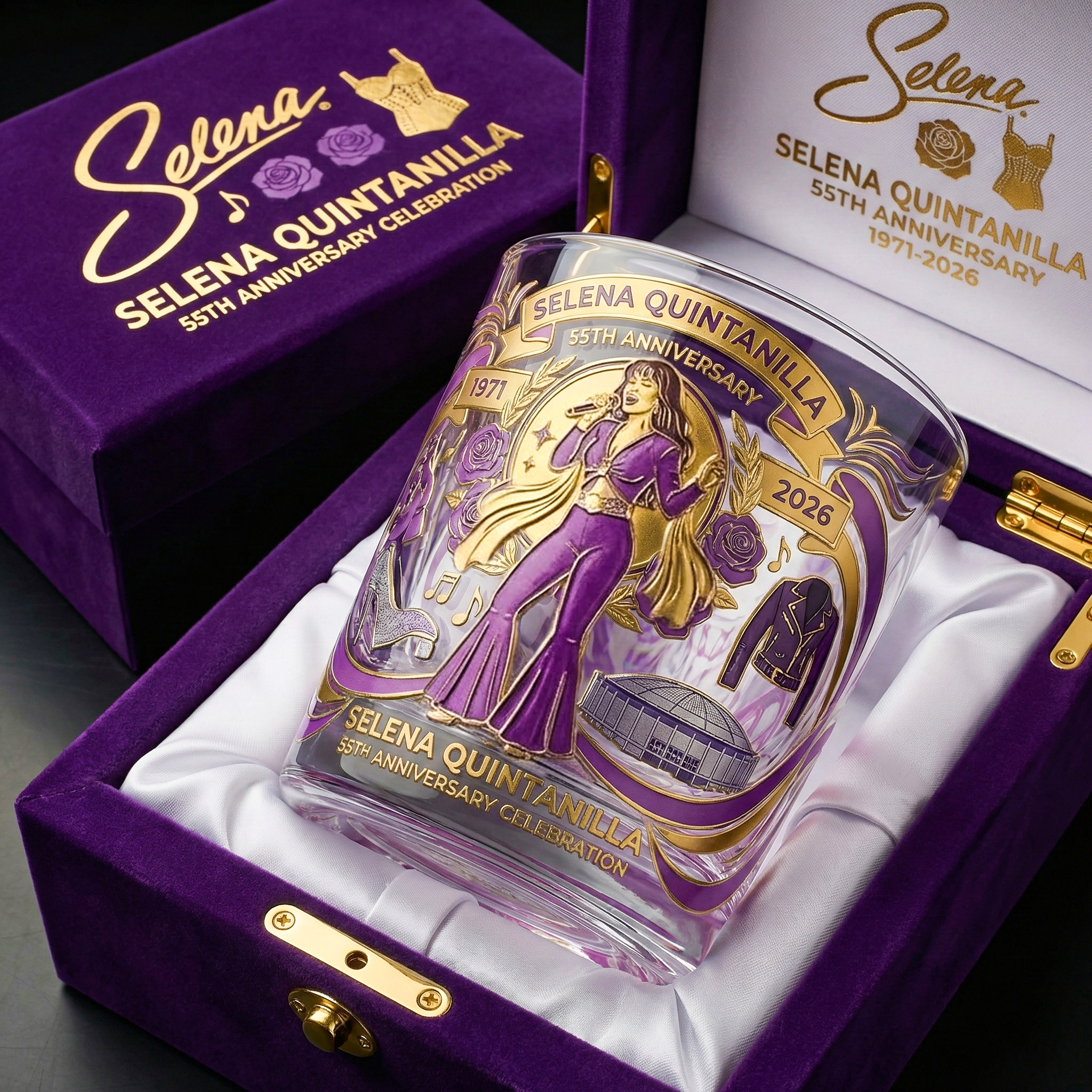 Selena Quintanilla 55th Anniversary Commemorative Glass