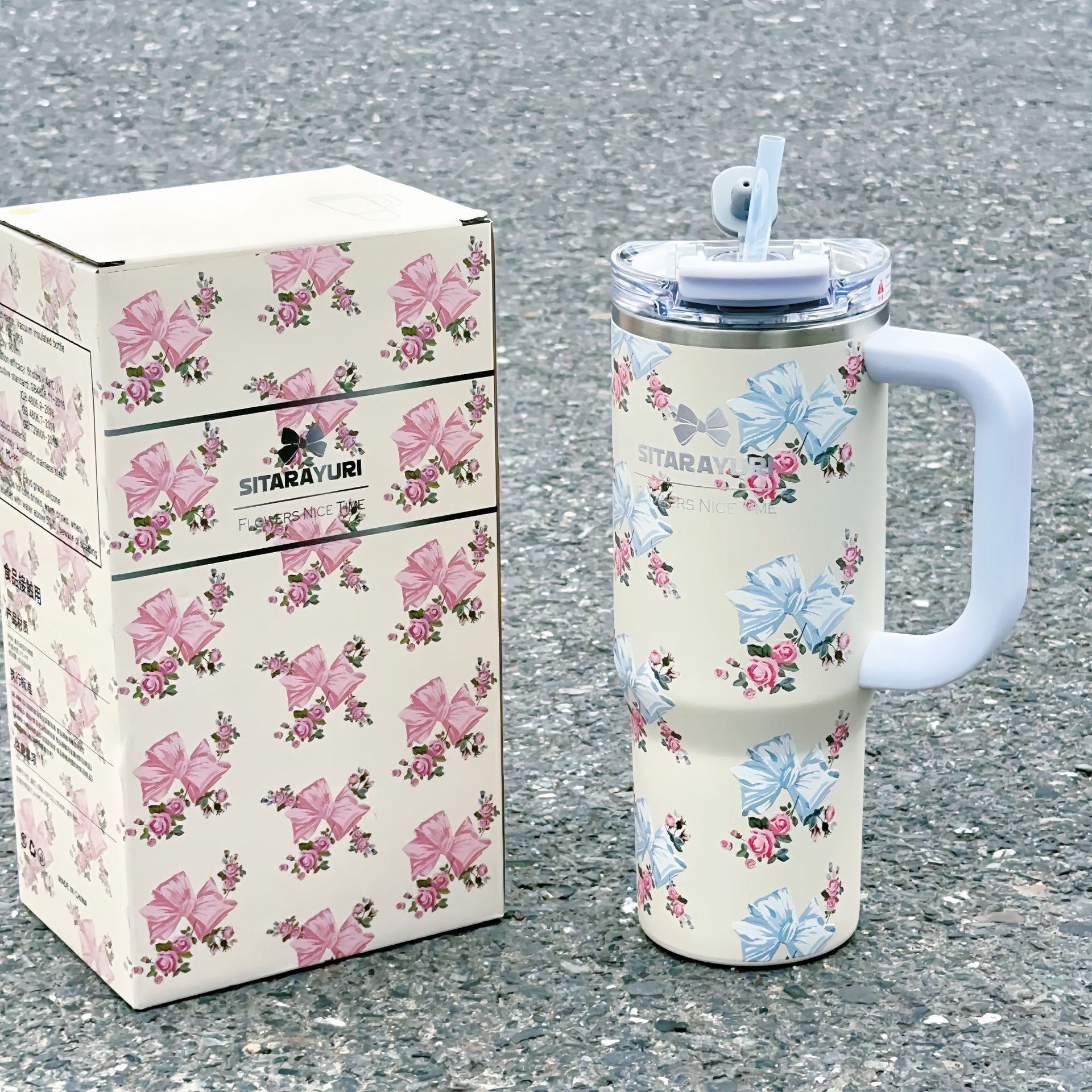 Giant Handle Straw Cup 304 Stainless Steel Large Capacity Car Insulated Cup Ice King Cup