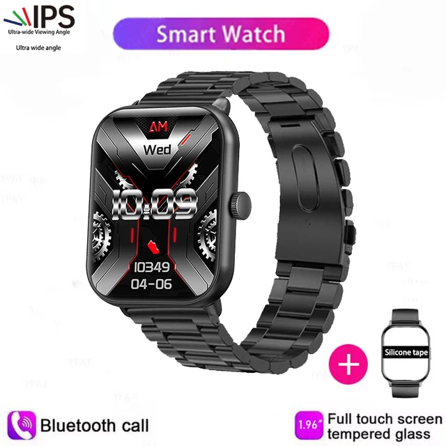 New Men's smartwatch HD Bluetooth Talk Temperature Monitor 1.96inch full screen Touch Multi-sport mode Women's Smartwatch + box